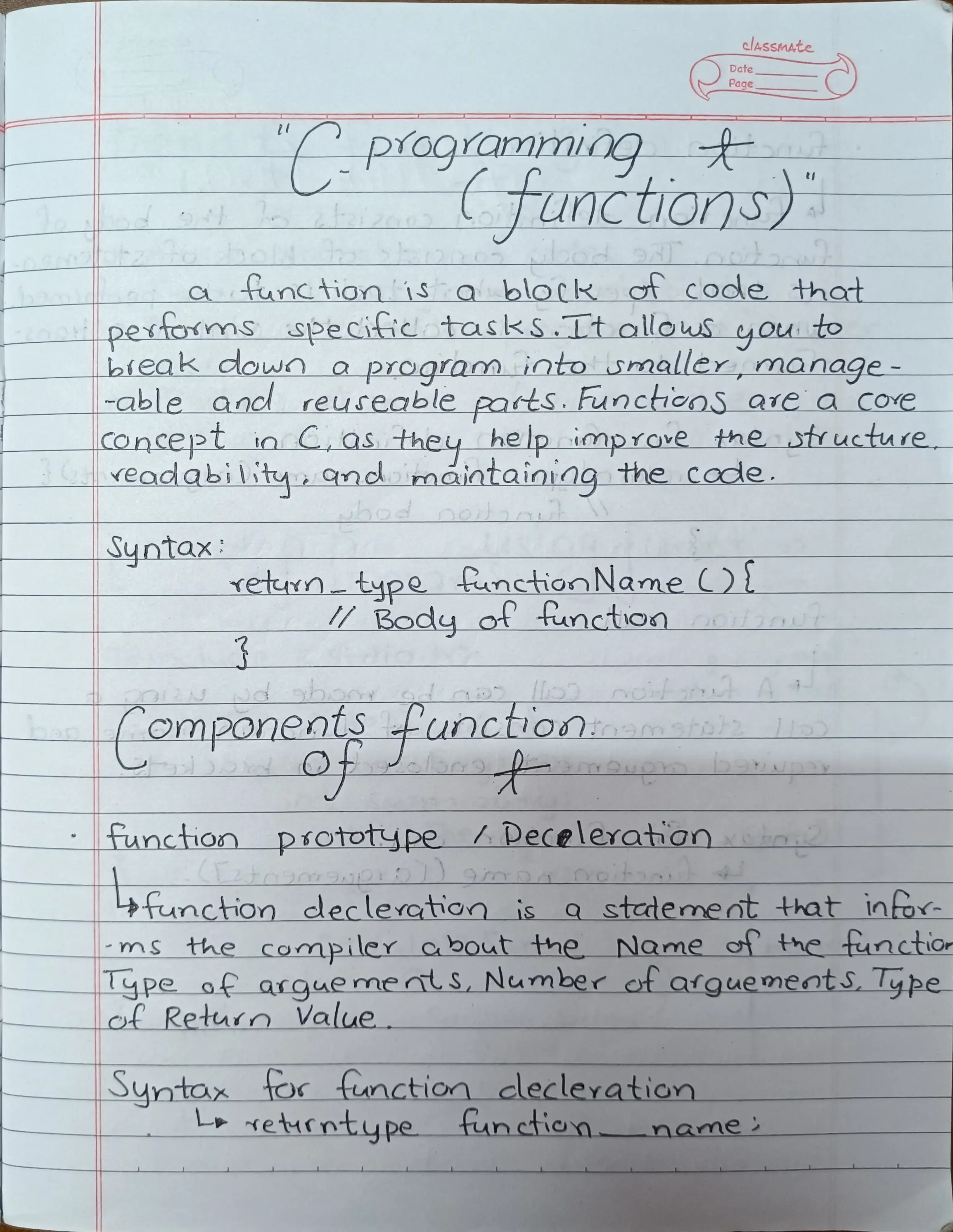 C Programming (Handwritten) - Page 1
