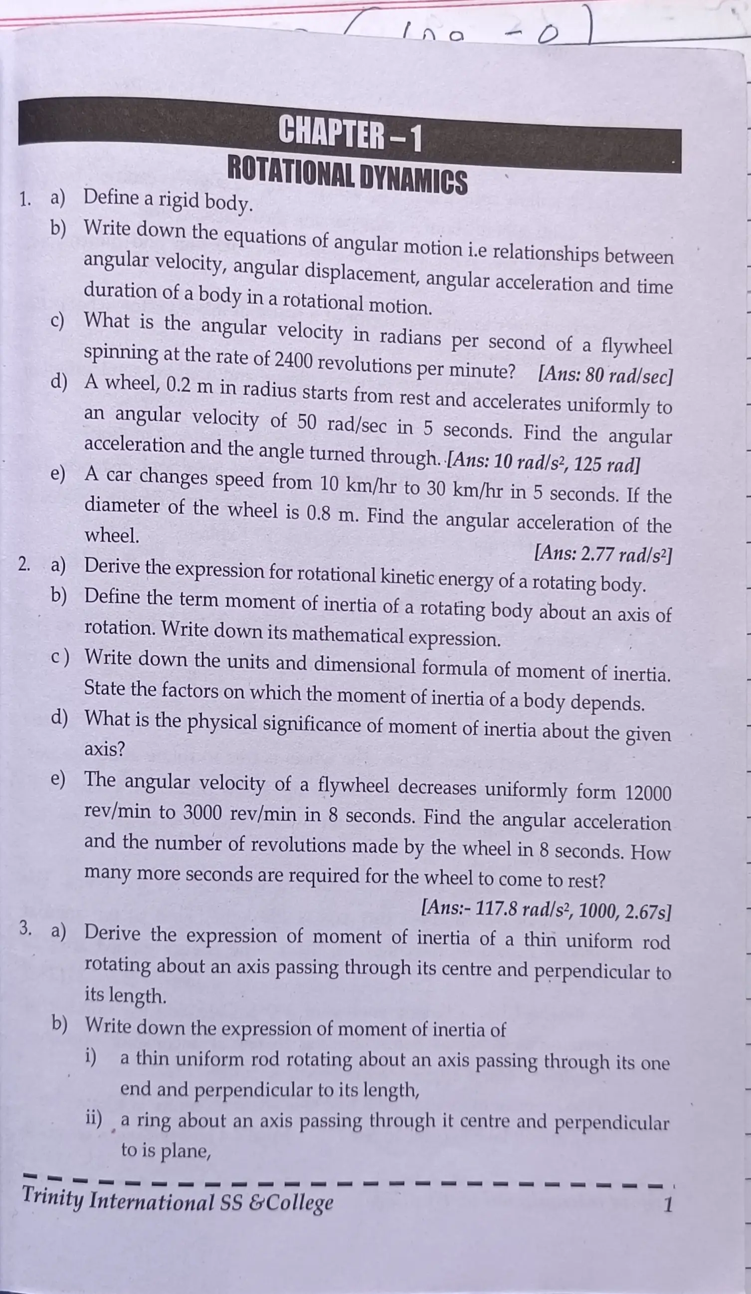 Rotational Dynamics Lesson 1 - Page 1